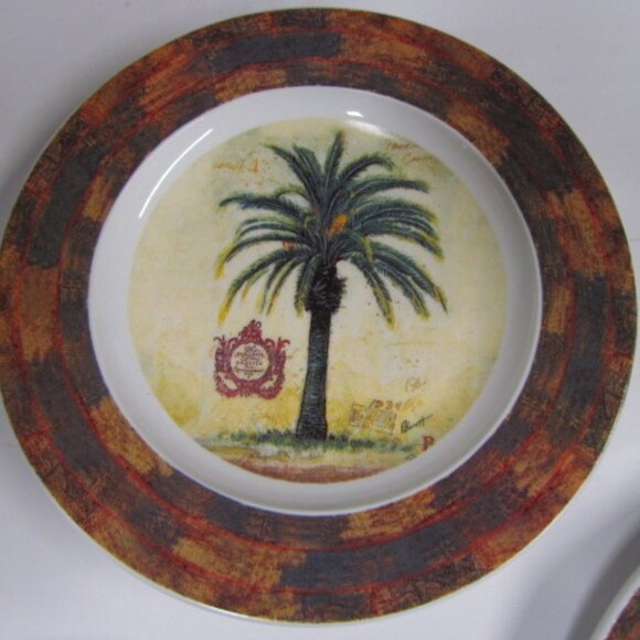 Palm Trees Tropical design 4 Lunch Dessert Plates 8.5” - Picture 3 of 7